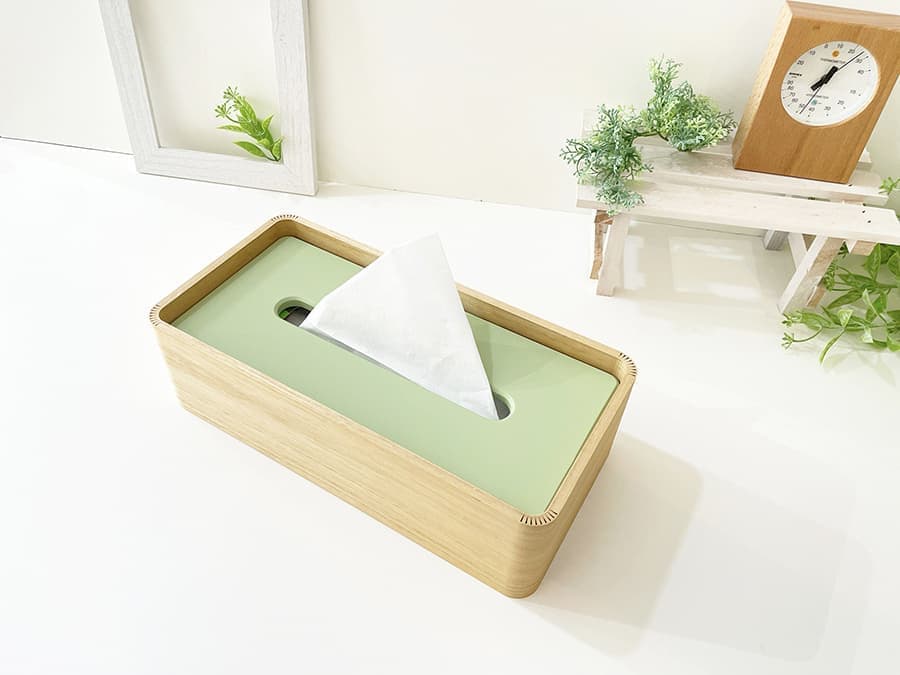 ティッシュケース 木 シンプル おしゃれ ピスタチオグリーン シエラブルー くすみカラー パステルカラー インテリア